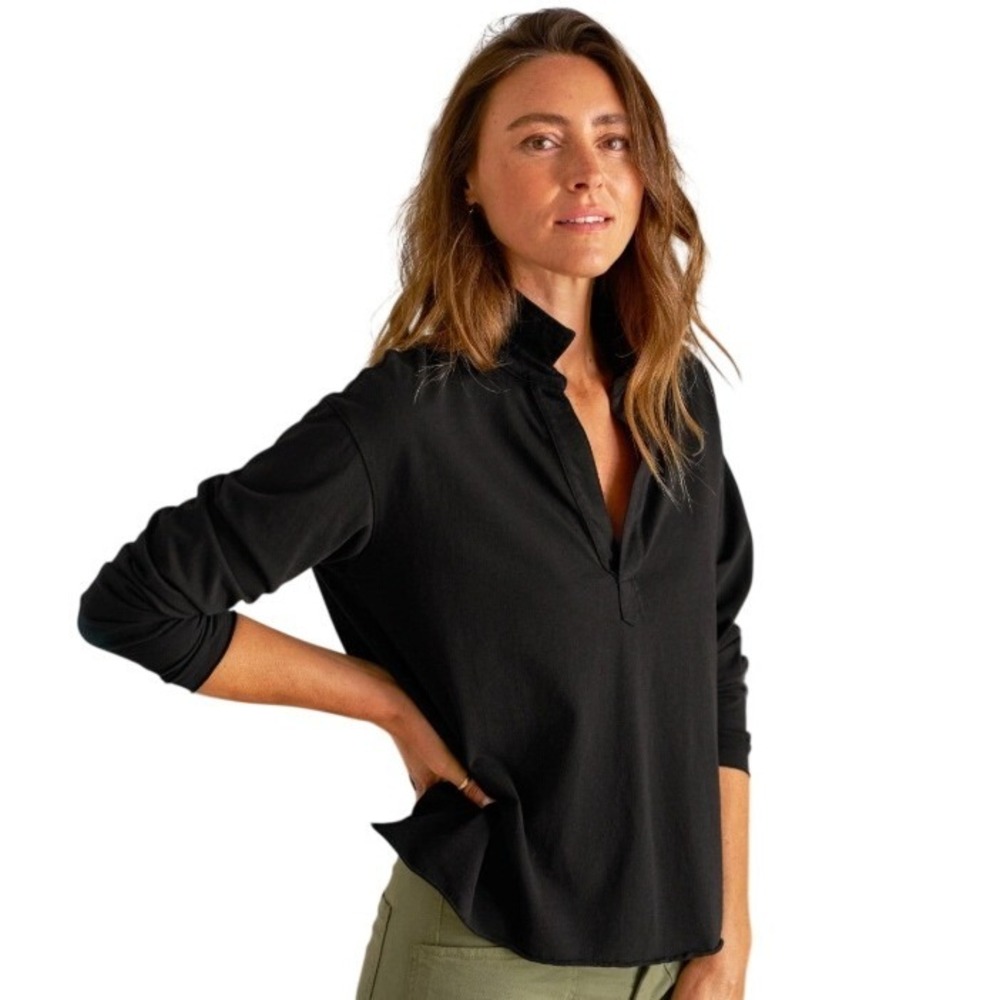 Elie Tahari XS‎ Tencel Long Sleeve Blouse Wrap Front Black